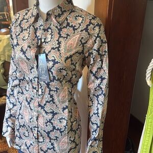 NWT Chaps size medium Paisley Print Button-Up Shirt